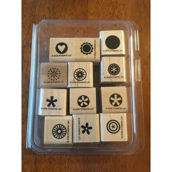 Stampin’ Up Little Pieces Set 12 Rubber Stamps Itty Bitty Scrapbooking Crafts - Picture 1 of 2